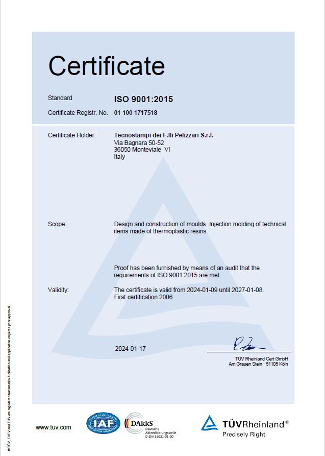 UNI EN ISO 9001:2015 certification